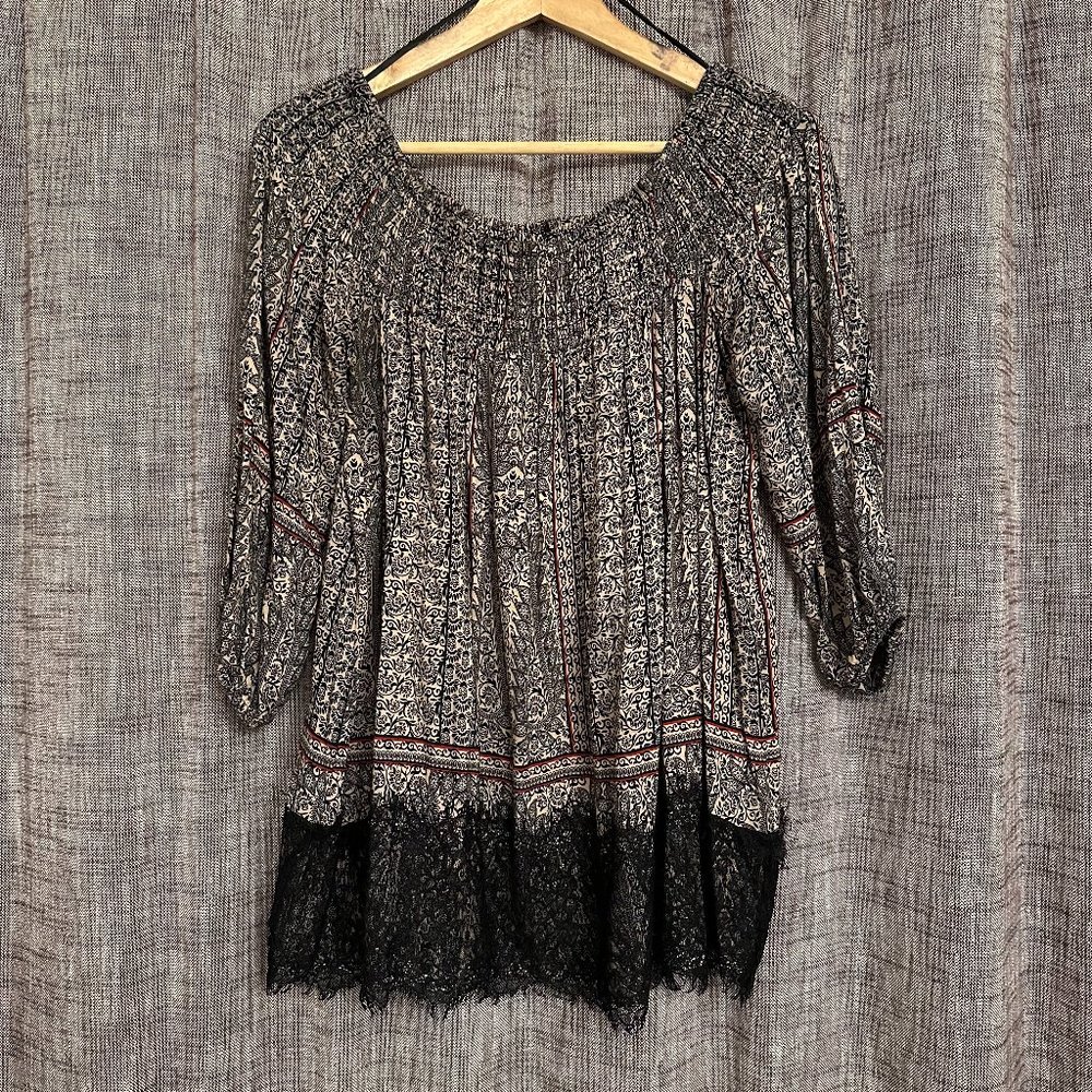 Anthropologie Lace Trimmed Off Shoulder Top